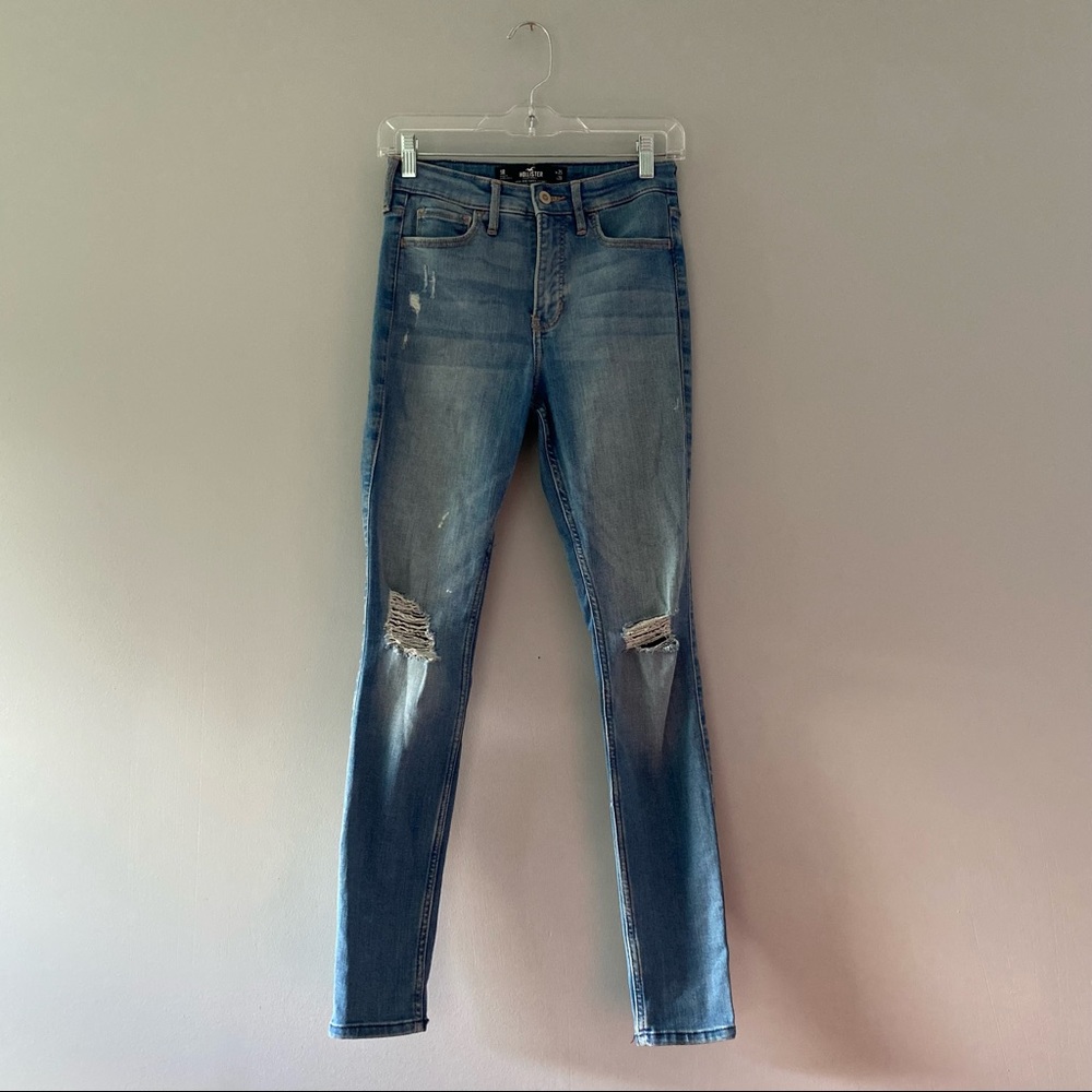 hollister jeans high rise super skinny distressed destroyed 25